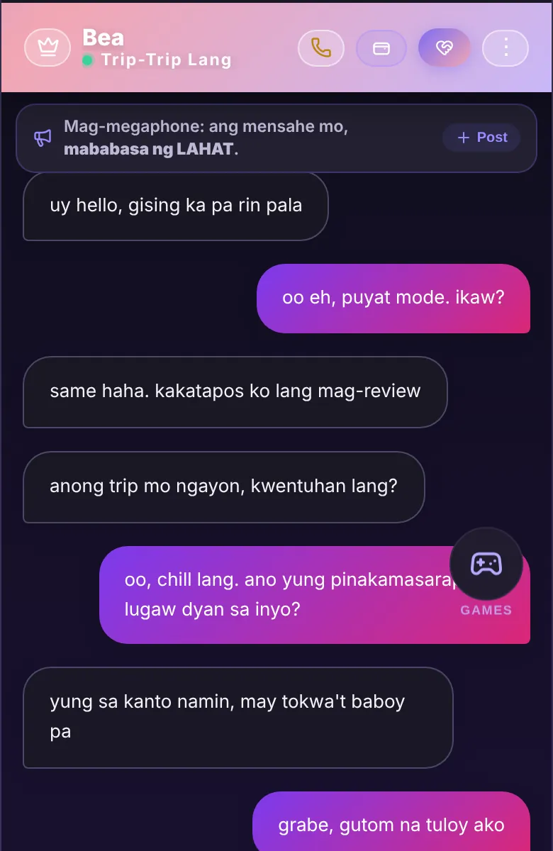 Isang 1-on-1 chat sa KaTripMo tungkol sa lugaw sa kanto