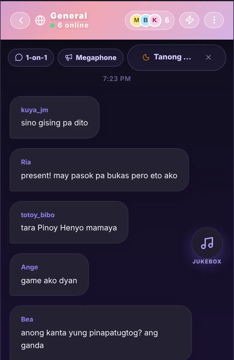 Ang General room ng Ka-Tambay na may mga nagkukwentuhan
