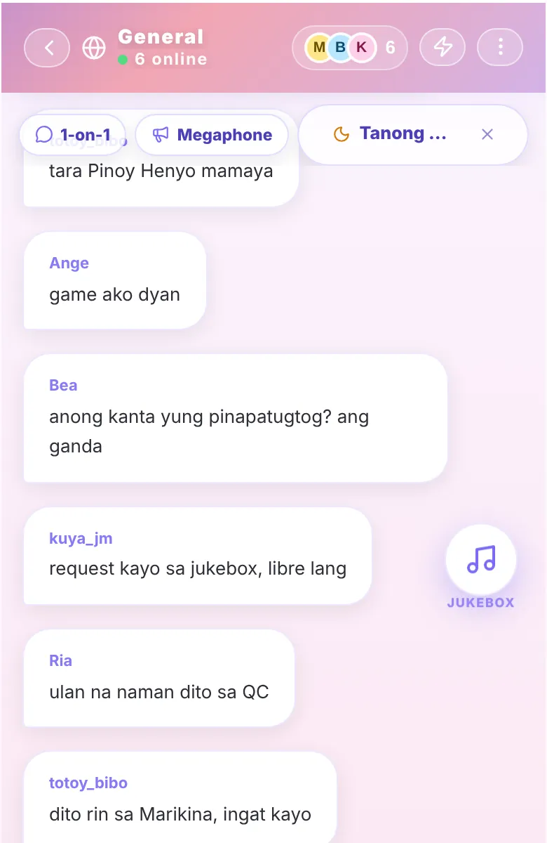 Ang General room ng Ka-Tambay na may mga nagkukwentuhan